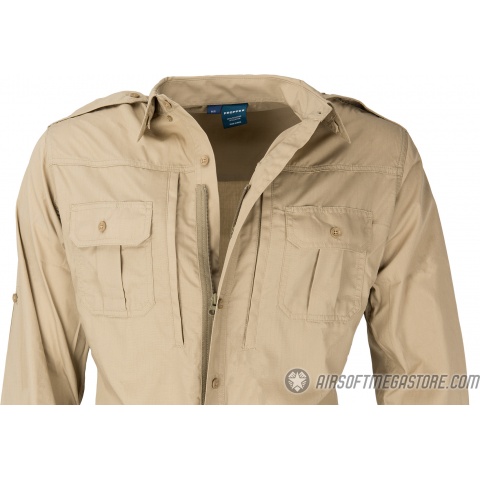 Propper Ripstop Reinforced Tactical Long-Sleeve Shirt (LARGE) - KHAKI