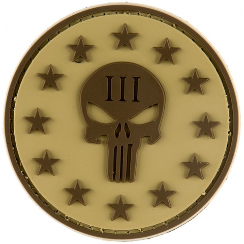 G-Force Punisher Three Percenter Round PVC Morale Patch - TAN
