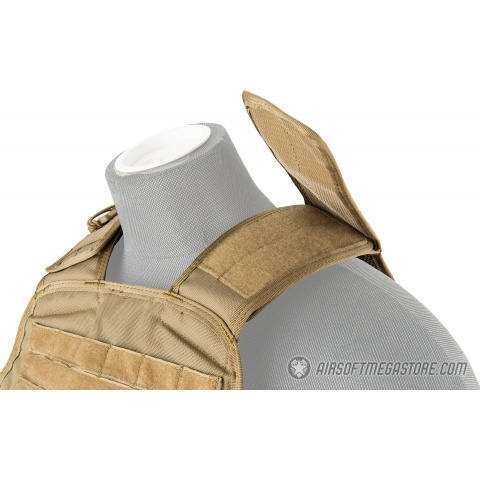 Lancer Tactical Battle 1000D Nylon MOLLE Plate Carrier - TAN