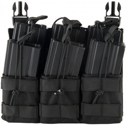 Lancer Tactical Adaptive Hook and Loop Triple Dual Mag Pouch - BLACK