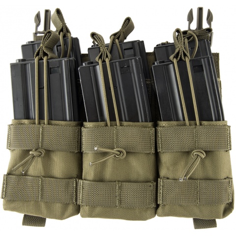 Lancer Tactical Adaptive Hook and Loop Triple Dual Mag Pouch - OD GREEN