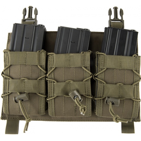 Lancer Tactical Adaptive Hook and Loop Triple AR Mag Pouch - OD GREEN