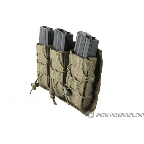 Lancer Tactical 1000D Nylon MOLLE Triple AR Mag Pouch - OD GREEN