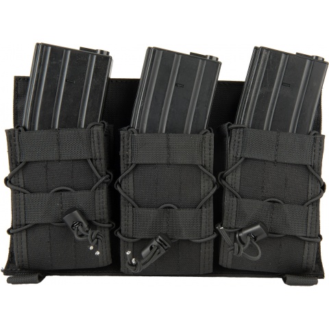 Lancer Tactical Adaptive Hook and Loop Triple AR Mag Pouch - BLACK
