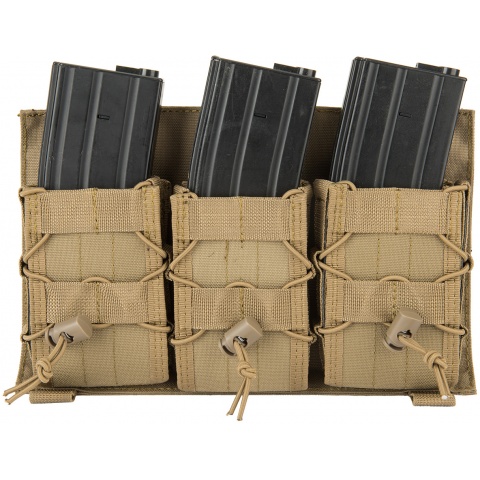 Lancer Tactical Adaptive Hook and Loop Triple AR Mag Pouch - TAN