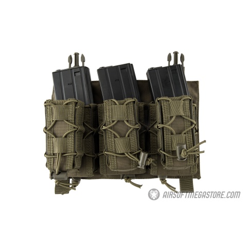 Lancer Tactical Adaptive Hook and Loop Triple M4/Pistol Mag Pouch - OD GREEN