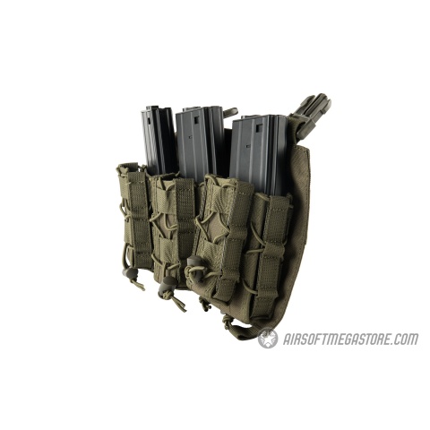 Lancer Tactical Adaptive Hook and Loop Triple M4/Pistol Mag Pouch - OD GREEN