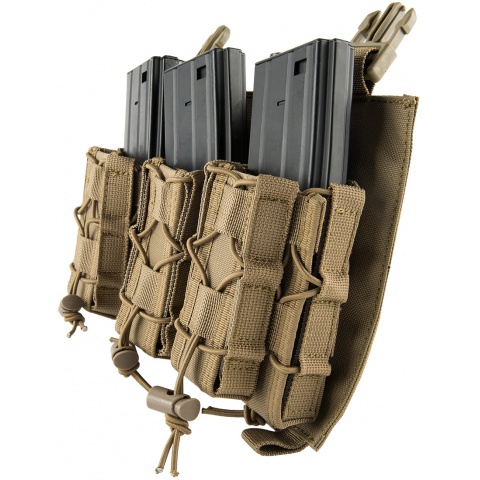 Lancer Tactical Adaptive Hook and Loop Triple M4/Pistol Mag Pouch - TAN