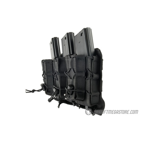 Lancer Tactical 1000D Nylon MOLLE 2-in-1 Triple M4/Pistol Mag Pouch - BLACK