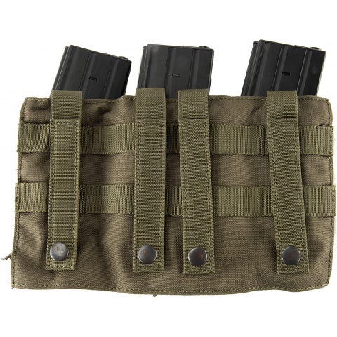 Lancer Tactical 1000D Nylon MOLLE 2-in-1 Triple M4/Pistol Mag Pouch - OD GREEN