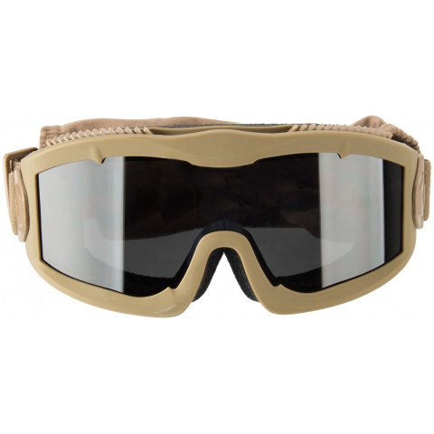 Lancer Tactical AERO Protective Tan Airsoft Goggles - SMOKE/YELLOW/CLEAR LENS