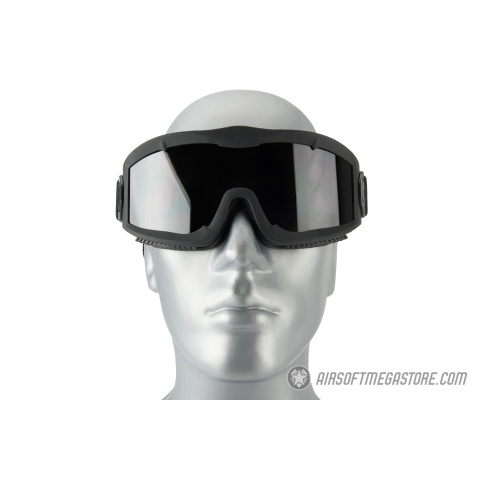 Lancer Tactical AERO Protective Black Airsoft Goggles - SMOKE LENS