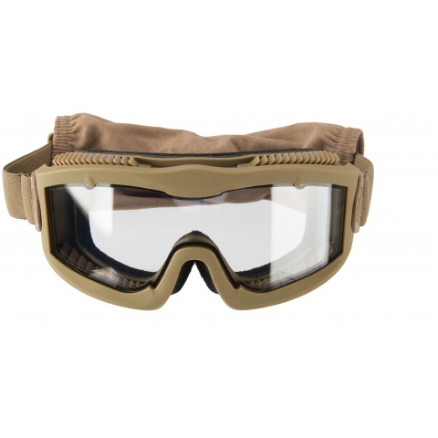 Lancer Tactical AERO Protective Tan Airsoft Goggles - CLEAR LENS