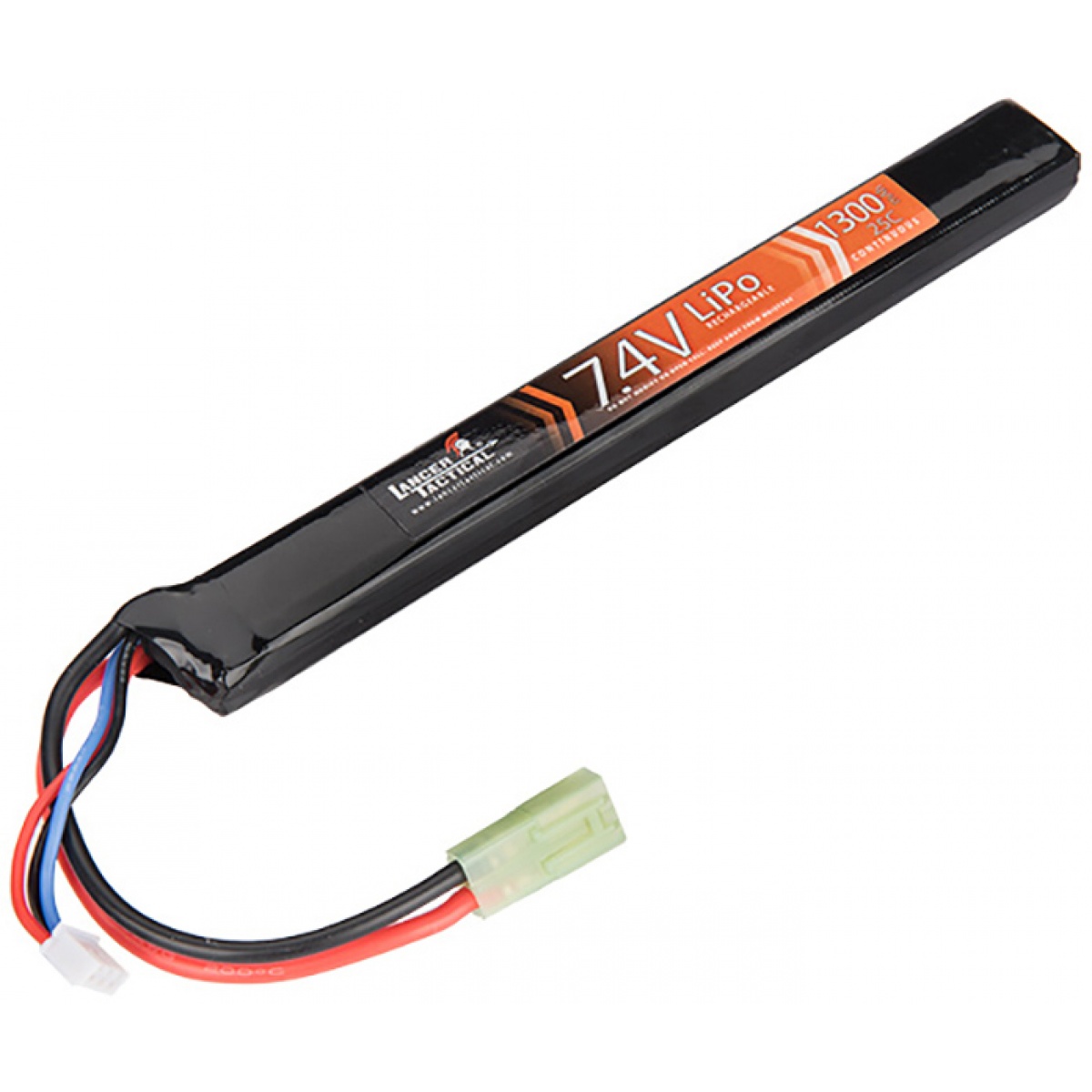 Lancer Tactical 7.4v 1300mAh 25C Long Stick Lipo Battery Airsoft