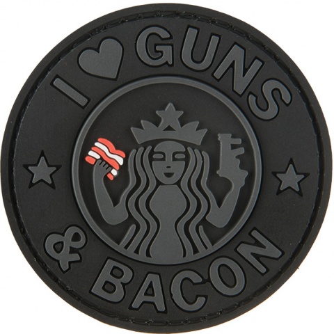 G-Force I Love Guns and Bacon PVC Morale Patch - BLACK