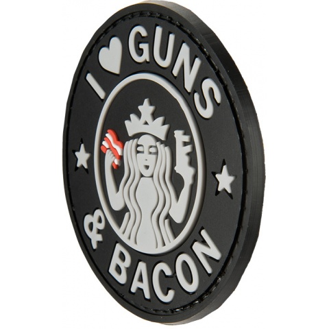 G-Force I Love Guns and Bacon PVC Morale Patch - BLACK / WHITE