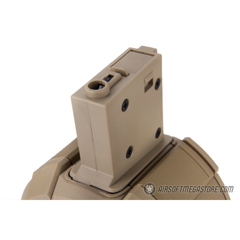 ICS 2000 Round Electric Drum Magazine w/ M4 Adapter - TAN