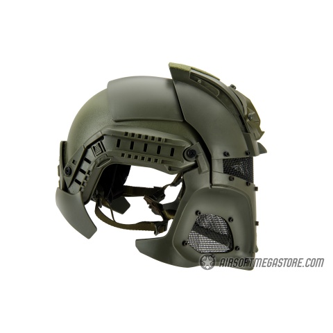 AMA Interstellar Battle Trooper Full Face Airsoft Helmet - OD GREEN