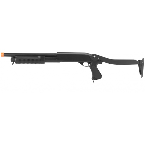 Lancer Tactical Airsoft Shotgun Short Barrel Tri-Burst w/ Folding Stock - BLACK
