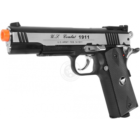 TSD Two-Tone M1911 CO2 Blowback Pistol Tactical-601 - SILVER / BLACK
