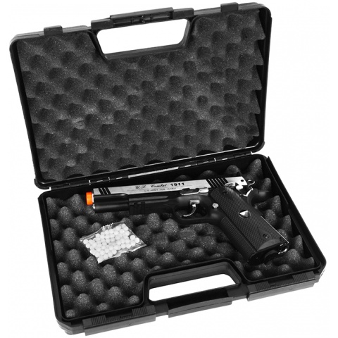 TSD Two-Tone M1911 CO2 Blowback Pistol Tactical-601 - SILVER / BLACK