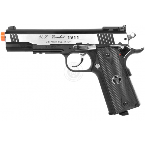 TSD Two-Tone M1911 CO2 Blowback Pistol Tactical-601 - SILVER / BLACK