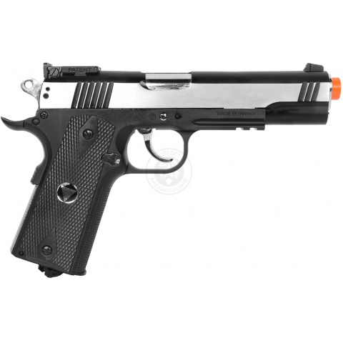 TSD Two-Tone M1911 CO2 Blowback Pistol Tactical-601 - SILVER / BLACK