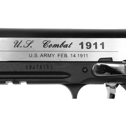 TSD Two-Tone M1911 CO2 Blowback Pistol Tactical-601 - SILVER / BLACK