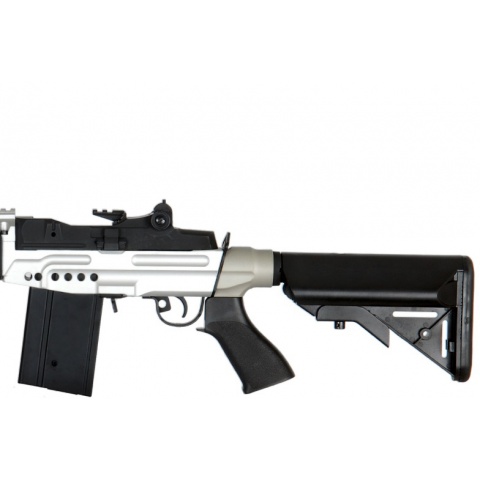 Lancer Tactical Full Metal M14 EBR AEG DMR Sniper Rifle - SILVER