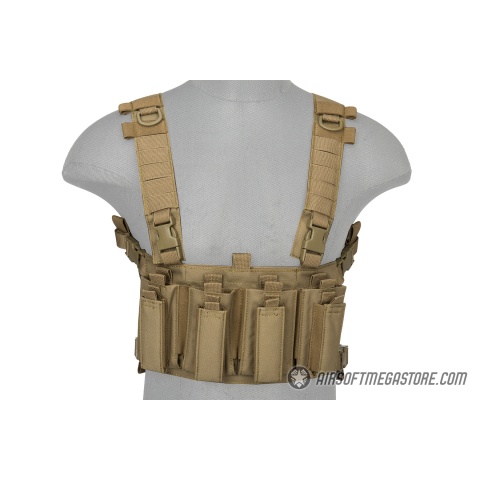 Lancer Tactical 1000D Nylon Quad M4 and Pistol Mag Chest Rig - TAN