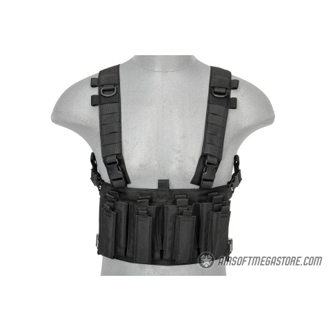 Lancer Tactical 1000D Nylon Quad M4 and Pistol Mag Chest Rig - BLACK