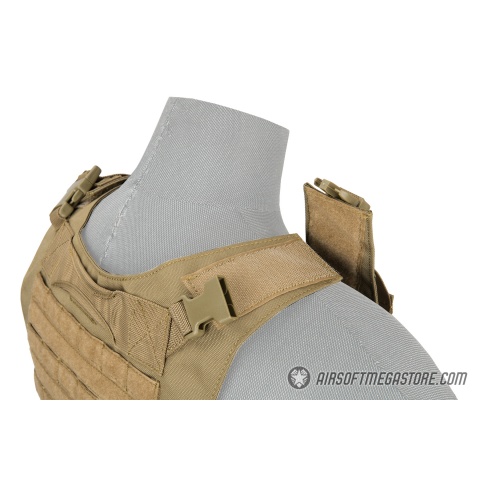 Lancer Tactical 1000D Nylon AAV Style Plate Carrier - TAN
