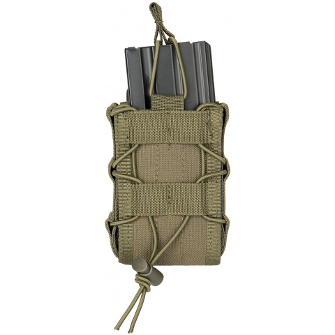 Lancer Tactical 1000D Nylon MOLLE Bungee Double Mag Pouch - OD GREEN