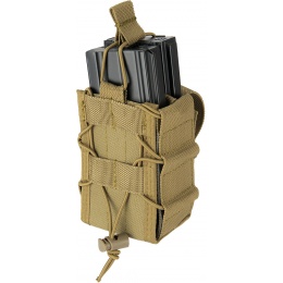 Lancer Tactical 1000D Nylon MOLLE Bungee Double Mag Pouch - TAN