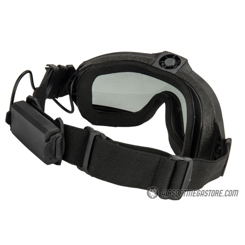 G-Force Full Seal Airsoft Goggles w/ Built-In Fan [Smoke/Clear Lens] - BLACK