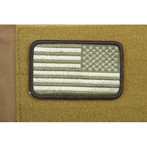 AMS Airsoft Premium Reverse American Flag Patch Arid - OD GREEN