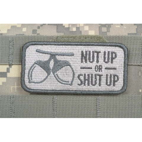 AMS Airsoft Premium Nut Up or Shut Up Patch - GRAY/ ACU