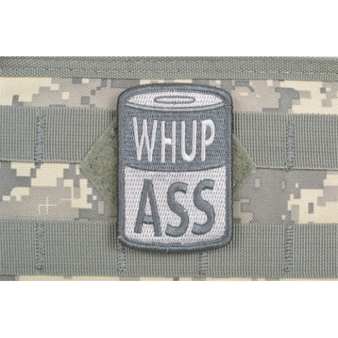 AMS Airsoft Whup Ass Patch - GRAY/ ACU - Premium Hi-Fidelity Series