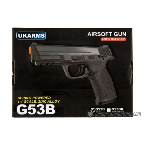 UK ARMS G53 Airsoft Spring Pistol - BLACK