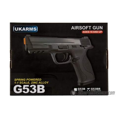 UK ARMS G53 Airsoft Spring Pistol w/ Laser - BLACK
