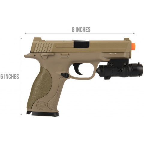 UK ARMS G53 Airsoft Spring Pistol w/ Laser - TAN