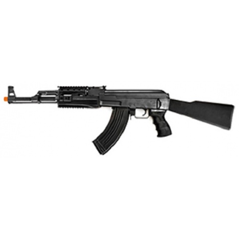 Lancer Tactical AK47 RIS Airsoft AEG Rifle w/ Foldable Foregrip - BLACK