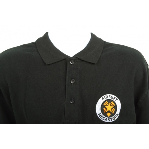 Airsoft Megastore Logo Premium Polo Shirt - BLACK - 100% Cotton