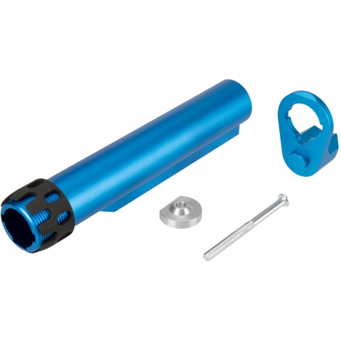 Lancer Tactical Buffer Tube, Extended End Plate, and Enhanced Castle Nut - BLUE