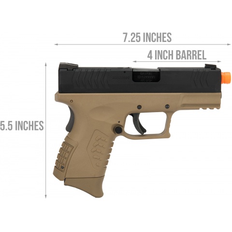 WE Tech X-Tactical 3.8 Compact Gas Blowback Airsoft Pistol w/ 2 Mags (Tan)