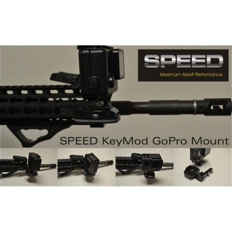 Speed Airsoft KeyMod Rail Mount Kit for GoPro - BLACK
