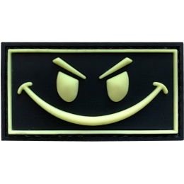 G-Force Evil Smiley Face PVC Morale Patch [Glow in the Dark] - BLACK / GREEN