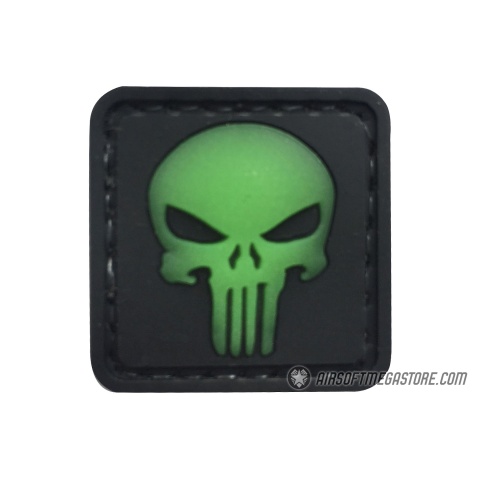 G-Force Punishing Skull Glow in the Dark PVC Morale Patch - BLACK / GREEN
