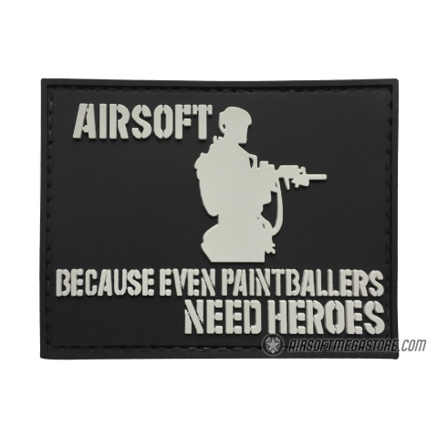 G-Force Airsoft, Even Paintballers Need Heroes PVC Morale Patch - BLACK
