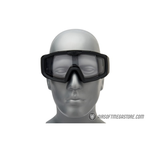 Lancer Tactical Rage Protective Black Airsoft Goggles - CLEAR LENS